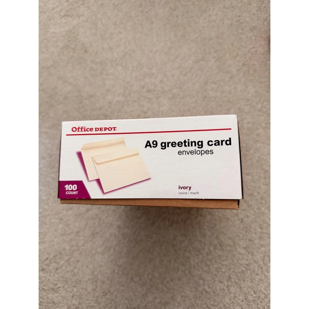 Office Depot A9 Greeting Card Envelopes 100ct Ivory 5.75x8.75 Specialty 24lb